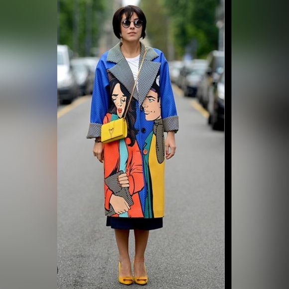 AKIRA Jackets & Blazers - AKIRA Multicolor Graphic Trench Coat